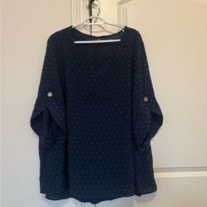 SHEIN Dark Blue Blouse with Button Detail